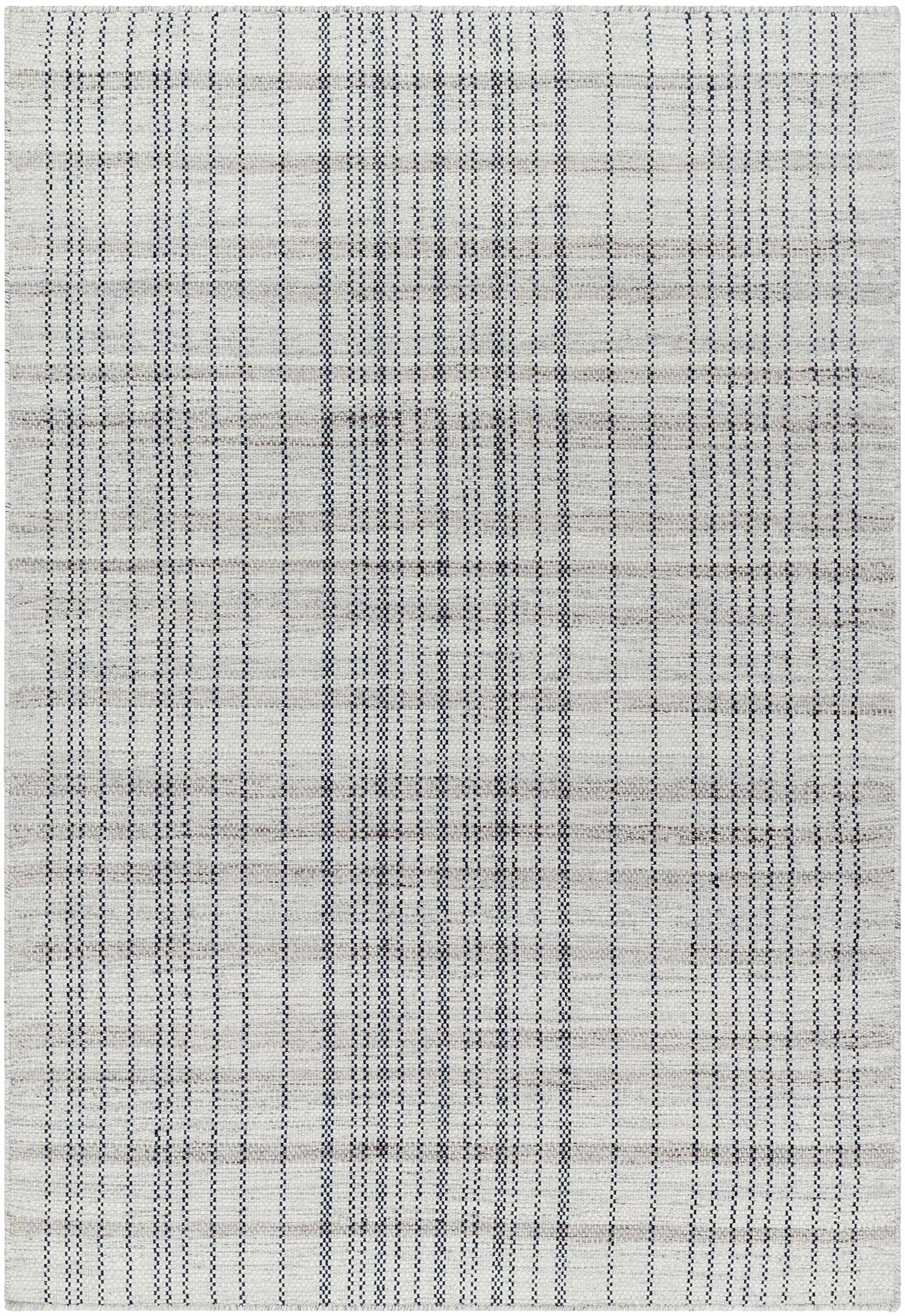 Nissa Gray Blue Checkered Wool Rug
