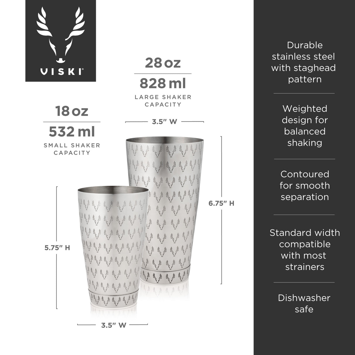 2-piece harrison stainless shaker tin set viski®