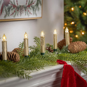 Clip-on LED Candles with Remote - Gold - 10 Pack