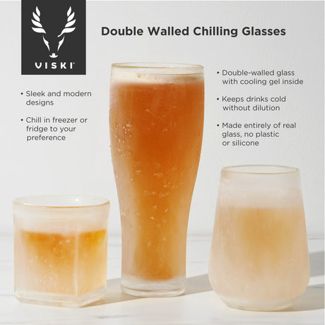 Glass Whiskey FREEZE™ – 6 oz Double-Walled Glass Tumbler with Cooling Gel