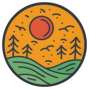Sip Sip Hooray Coaster -  Orange Sun in Yellow Sky with Grass