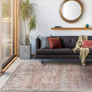 Peach Noda Vintage Washable Area Rug - Clearance