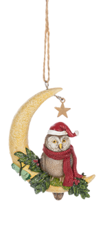 Crescent Moon With Owl Ornament
