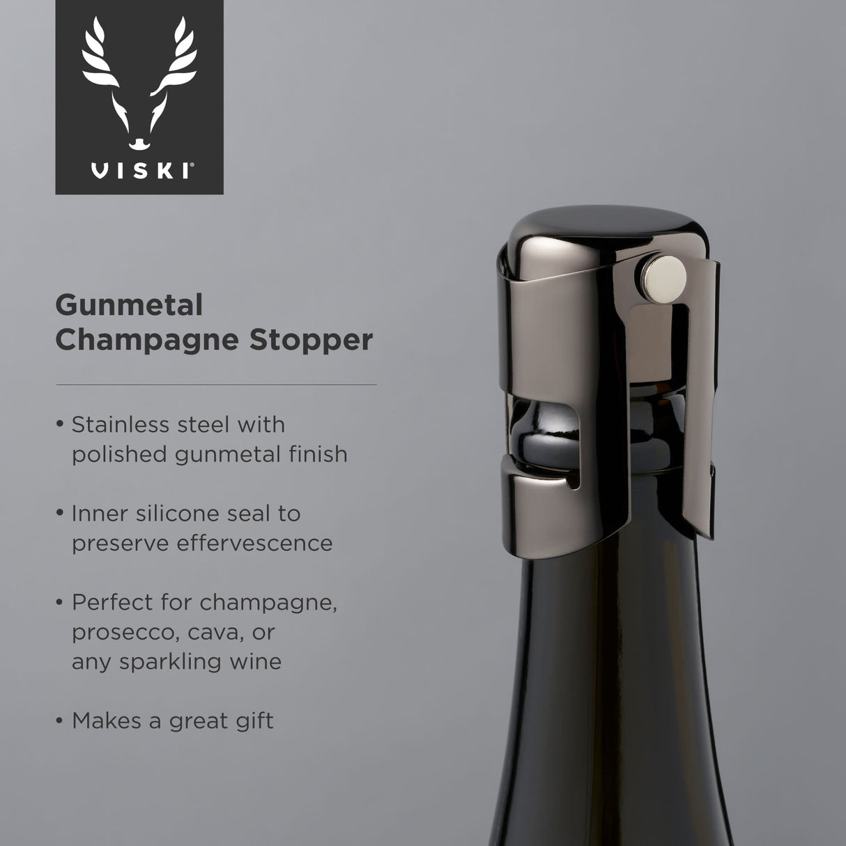 Gunmetal champagne stopper by viski®
