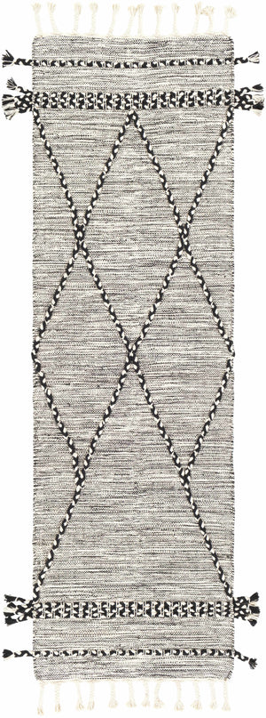 Neal Black/Cream Trellis Cotton Rug with Tassels - Clearance