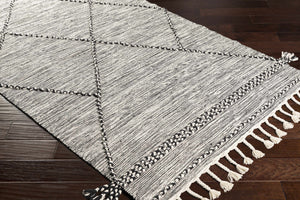 Neal Black/Cream Trellis Cotton Rug with Tassels - Clearance