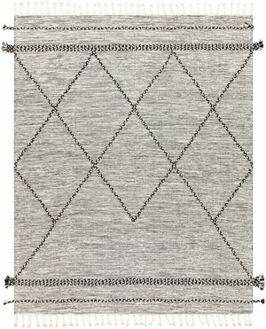 Neal Black/Cream Trellis Cotton Rug with Tassels - Clearance