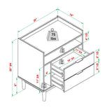 Nebulized Solid Wood Nightstand with 2 Drawers and Tray Top - Nightstands
