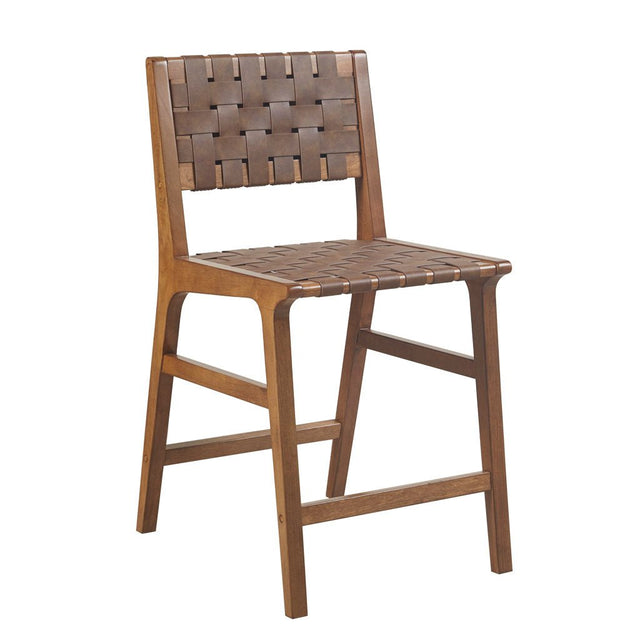 Nebuluxe Faux Leather Woven Counter Stool - Counter Stools