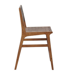 Nebuluxe Faux Leather Woven Counter Stool with Solid Wood Frame - Pecan