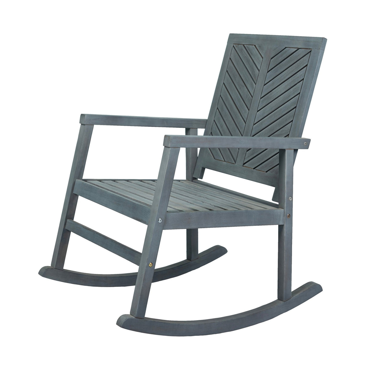 Ned modern chevron - back support acacia wood patio outdoor rocking chair - Tuesday Morning - Outdoor Chairs