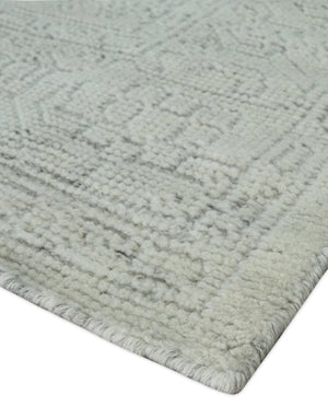 Neutral Contemporary 8x10 Medallion Beige 8x10 Hand knotted wool area rug