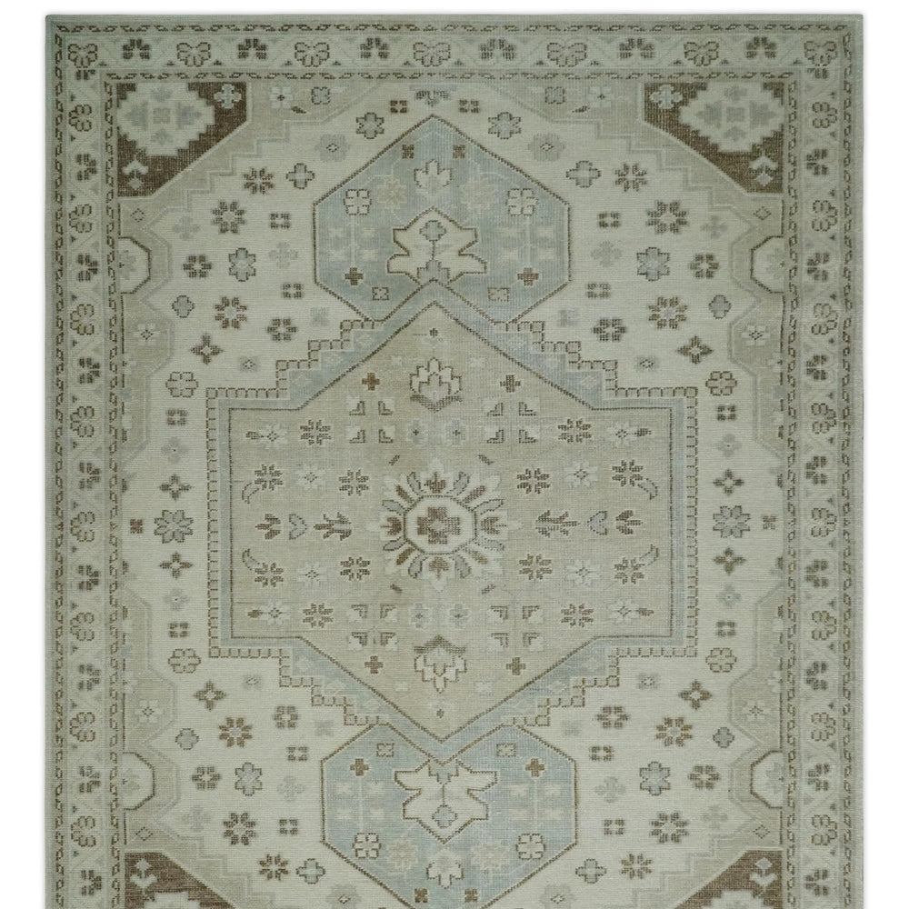 Neutral Ivory, Brown and Gray Hand knotted Traditional Multi Size wool Area Rug