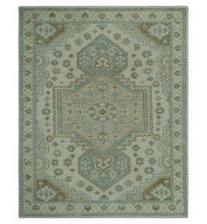 Neutral Ivory, Brown and Gray Hand knotted Traditional Multi Size wool Area Rug