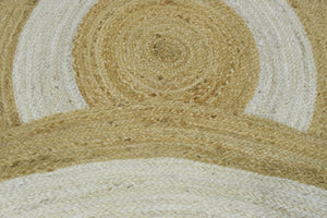 100% ALL NATURAL FIBER HAND BRAIDED BOHO White ROUND JUTE RUG | JR3