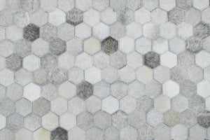 Modern Style Handmade Genuine Leather Silver Area Rug