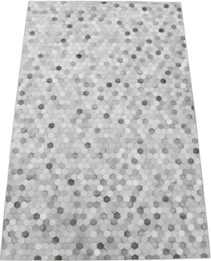 Modern Style Handmade Genuine Leather Silver Area Rug