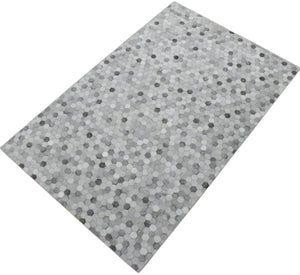 Modern Style Handmade Genuine Leather Silver Area Rug