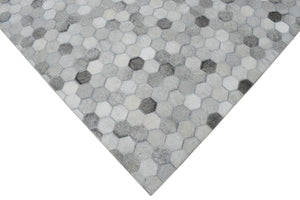 Modern Style Handmade Genuine Leather Silver Area Rug