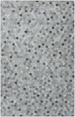 Modern Style Handmade Genuine Leather Silver Area Rug