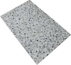 Modern Style Handmade Genuine Leather Silver Area Rug