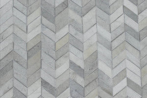 Modern Chevron Design Handmade Ivory and Silver Area Rug