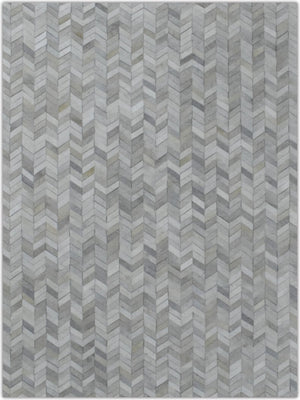 Modern Chevron Design Handmade Ivory and Silver Area Rug
