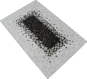 Brown and Ivory Modern Style Hand Made Leather Rug
