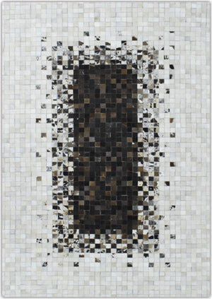 Brown and Ivory Modern Style Hand Made Leather Rug