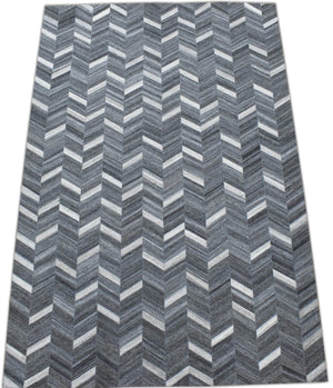 Handmade 5x8 Gray and Ivory Chevron Viscose Area Rug