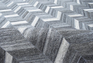 Handmade 5x8 Gray and Ivory Chevron Viscose Area Rug
