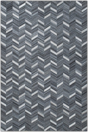Handmade 5x8 Gray and Ivory Chevron Viscose Area Rug