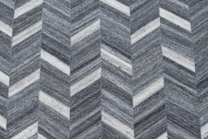 Handmade 5x8 Gray and Ivory Chevron Viscose Area Rug
