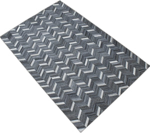 Handmade 5x8 Gray and Ivory Chevron Viscose Area Rug