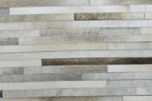 Modern Stripe Design Handmade 5x8 Beige and Ivory Leather Area Rug