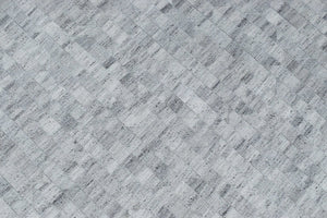 Handmade 5x8 Modern Style Genuine Leather Gray and Silver Area Rug