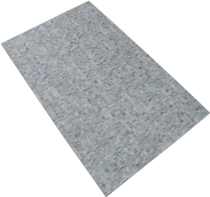 Handmade 5x8 Modern Style Genuine Leather Gray and Silver Area Rug