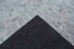 Handmade 5x8 Modern Style Genuine Leather Gray and Silver Area Rug