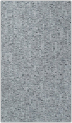 Handmade 5x8 Modern Style Genuine Leather Gray and Silver Area Rug