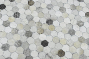 Silver And Ivory Handmade Genuine Leather Area Rug