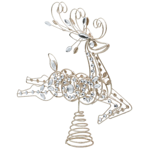 Crystal & Wire Reindeer Treetopper - 13 Inch