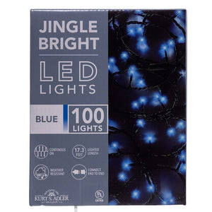 Jingle Bright 100 LED Light Set - Blue - Green Wire