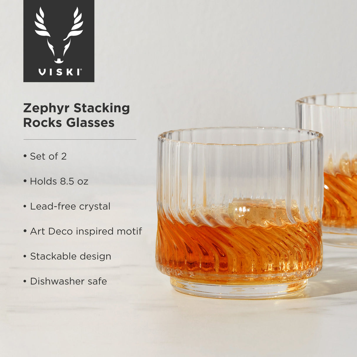 Zephyr Crystal Lowball Tumblers, Set of 2