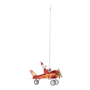 Springy Santa Bi-plane Ornament