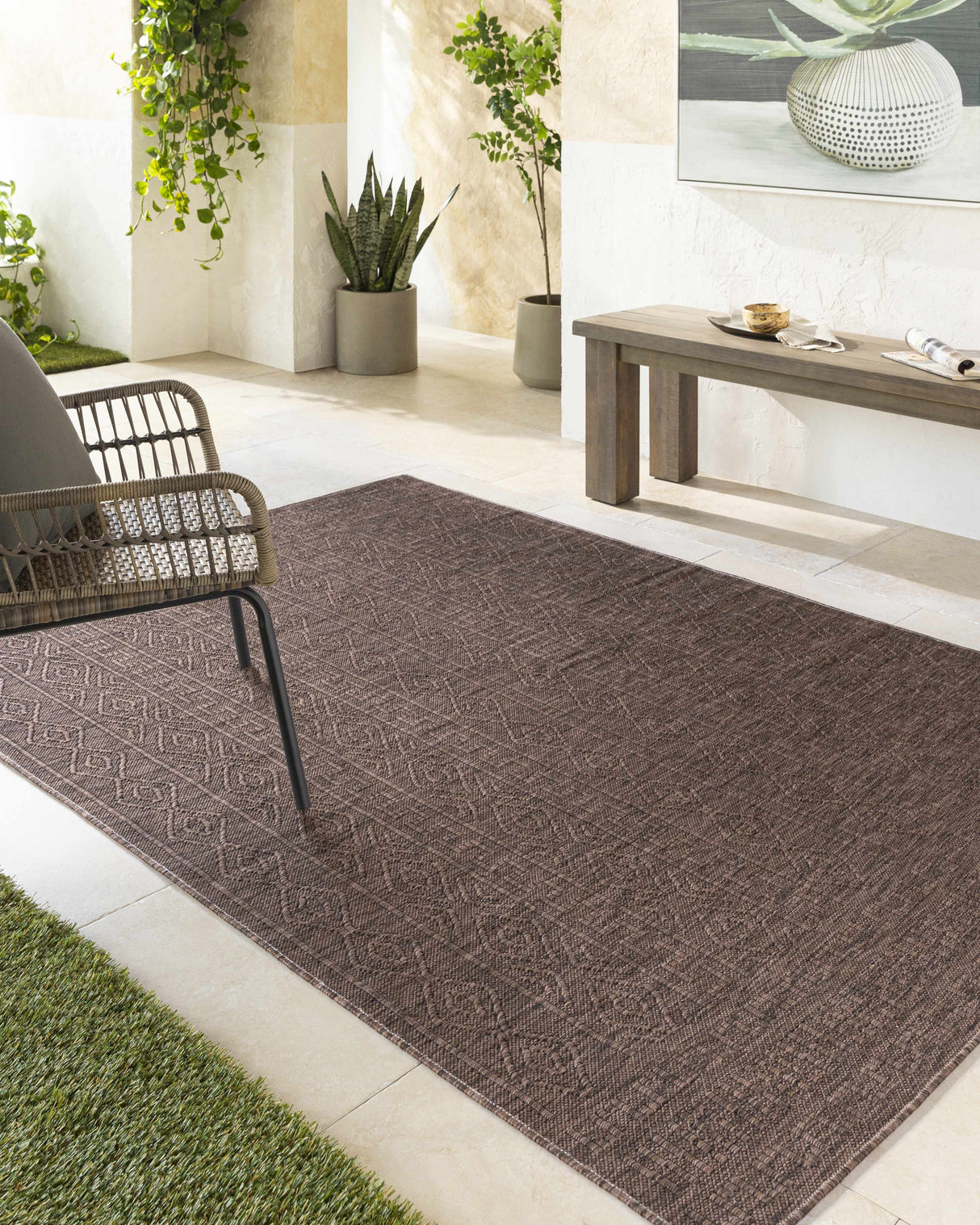 Nuela Dark Brown Area Rug - Clearance