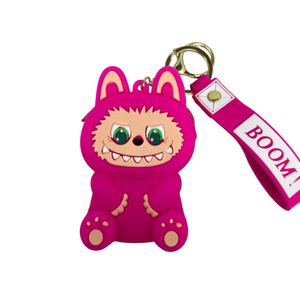 Silicone Labubu Coin Purse Key Chain Pendant (Funky Pink Edition)