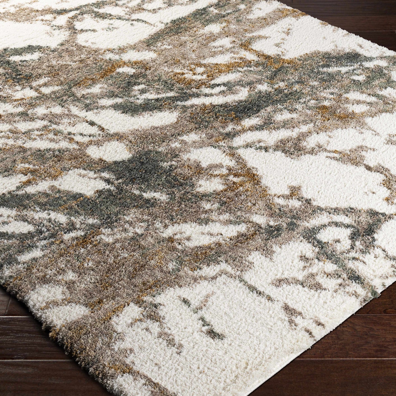 Ngunnawal Cream/Brown Marble Plush Rug