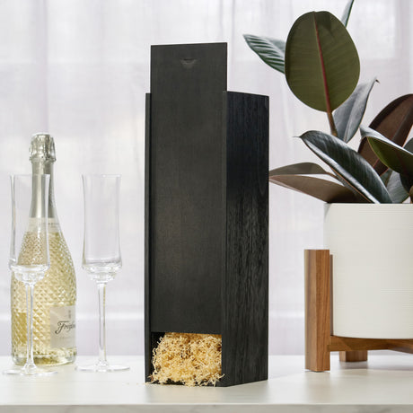 Black 1-bottle wooden wine box by twine living
