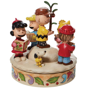 Charlie Brown and Friends around Christmas Tree