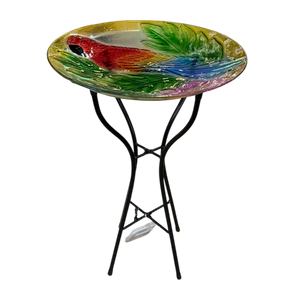 Parrot  Fused Glass Bird Bath